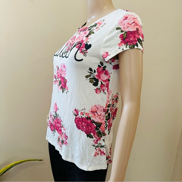 Enough about me…Pink Floral T-Shirt 'Queen' Tee Sz L - Picture 8 of 9